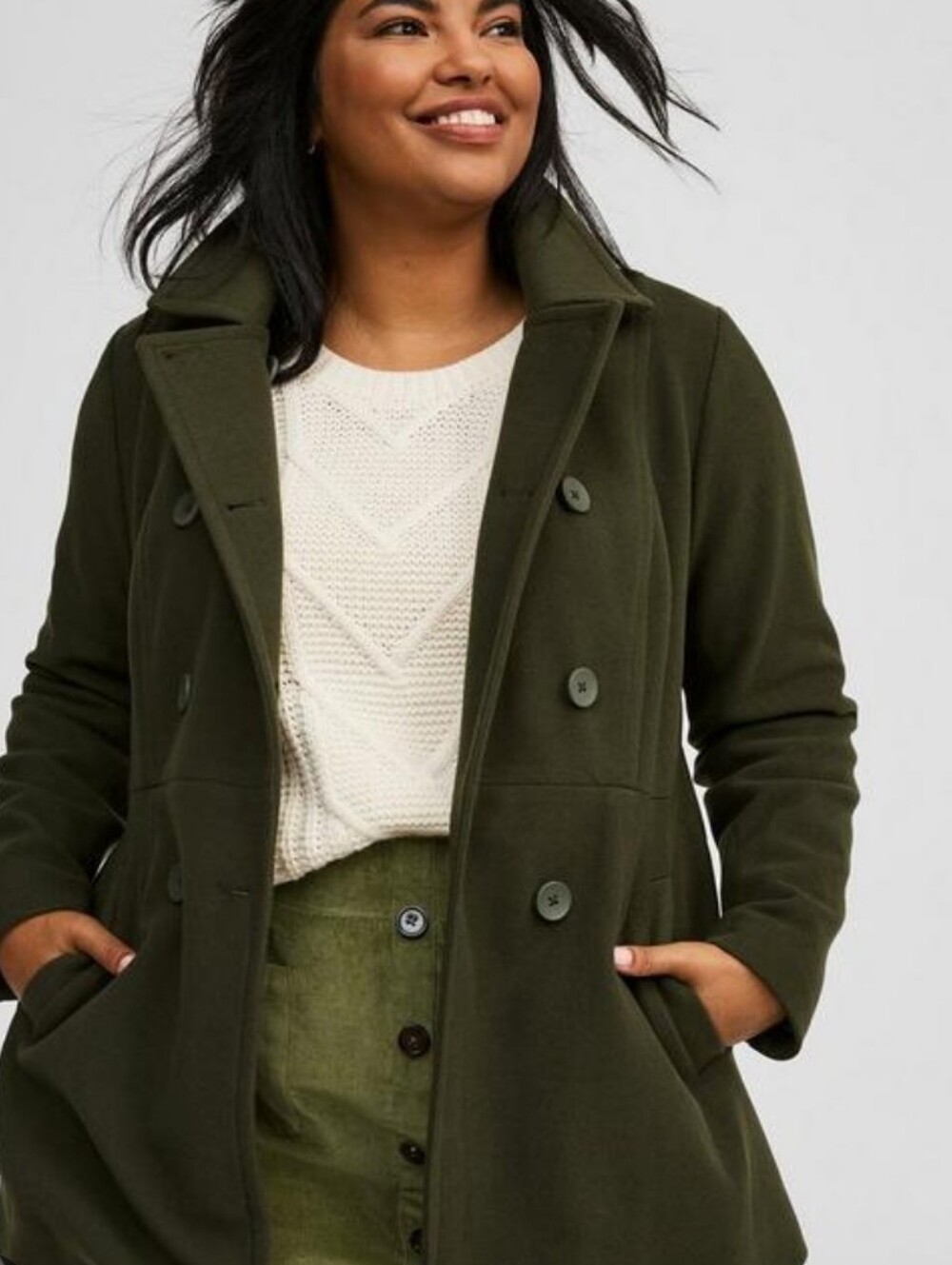 NWT TORRID WOOL DOUBLE BREASTED PEACOAT DEEP DEPTHS SIZE 1 1X 14-16